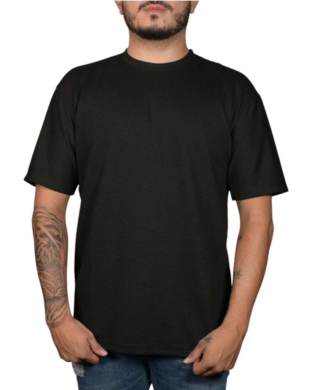 CAMISETA OVERSIZED ACANALADO NEGRO